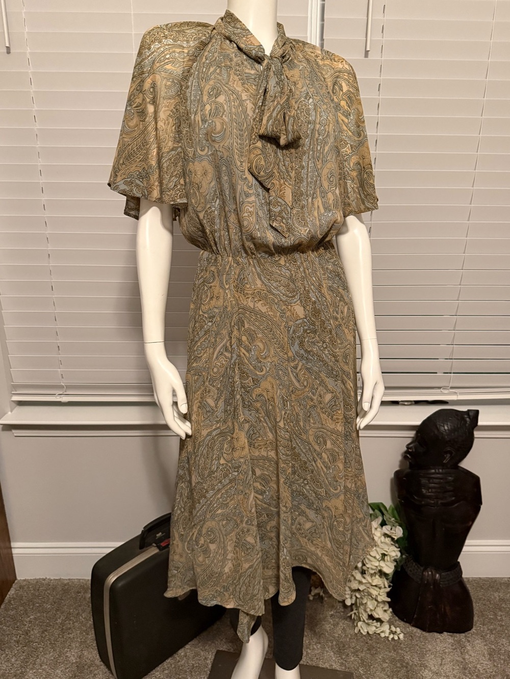 Lauren Ralph Lauren Women's Paisley Georgette Tie-Neck Dress~ NWT!